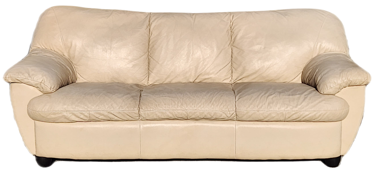 FREE DELIVERY Cream colored Leather 3 seater sofa / couch image indicator(2)