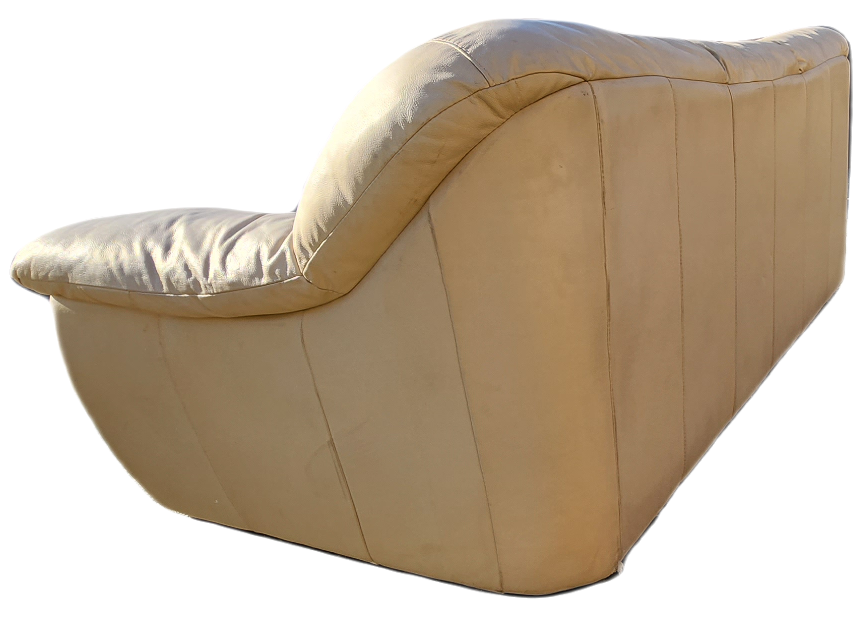 FREE DELIVERY Cream colored Leather 3 seater sofa / couch image indicator(5)