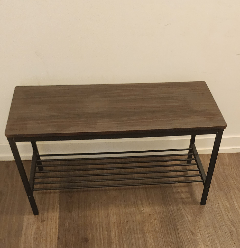 Wood Bench with Metal Shelf thumbnail
