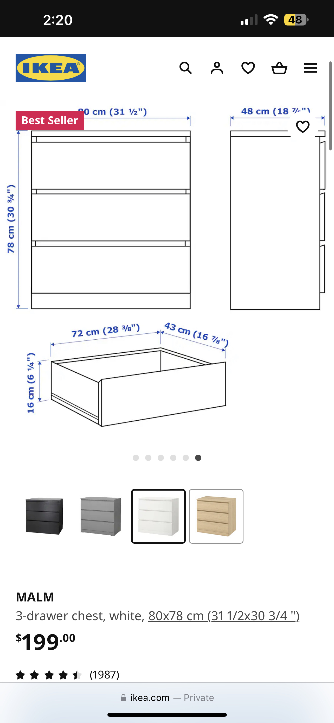 IKEA MALM 3-drawer Dresser - photo 3