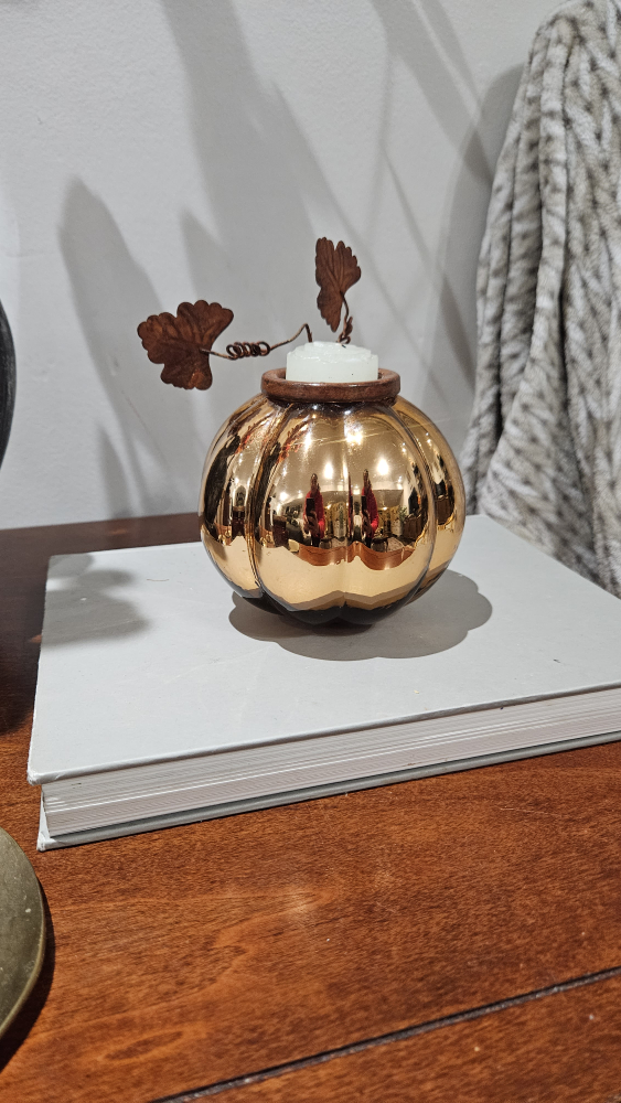 metallic pumpkim candle holder thumbnail