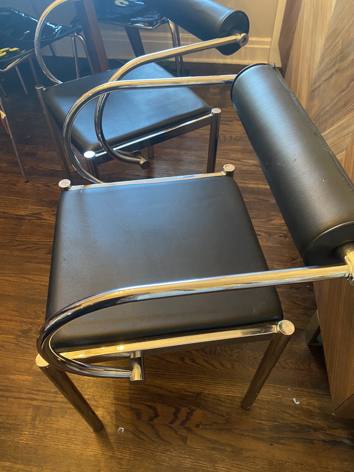 Tubular 80s Chrome Chairs post modern chairs pair image indicator(3)