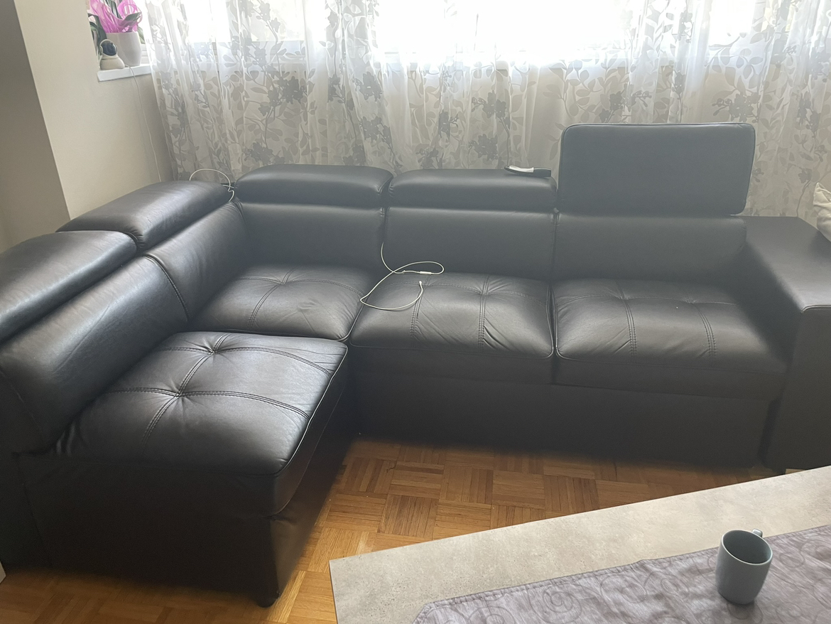 Leather sofa bed for sale, - photo 4