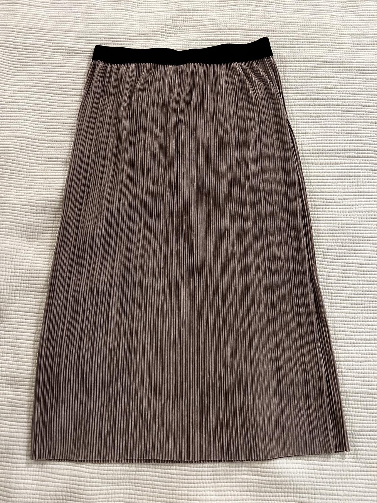 Rose gold satin skirt