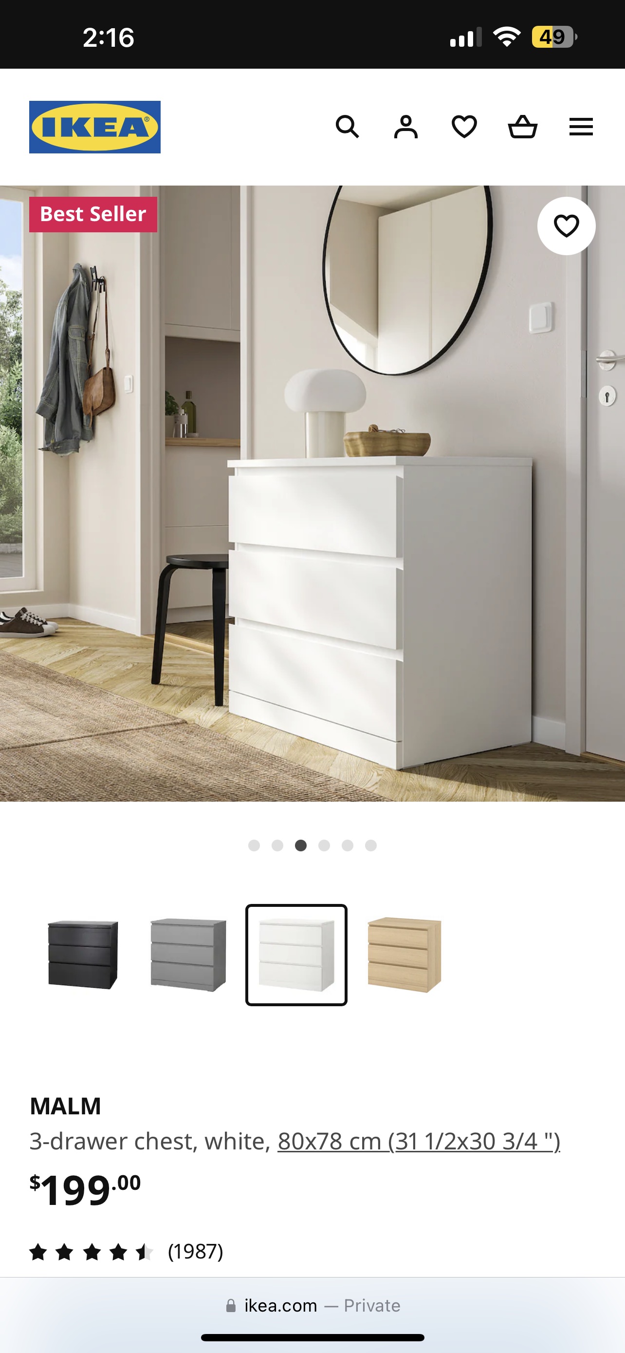 IKEA MALM 3-drawer Dresser - photo 4