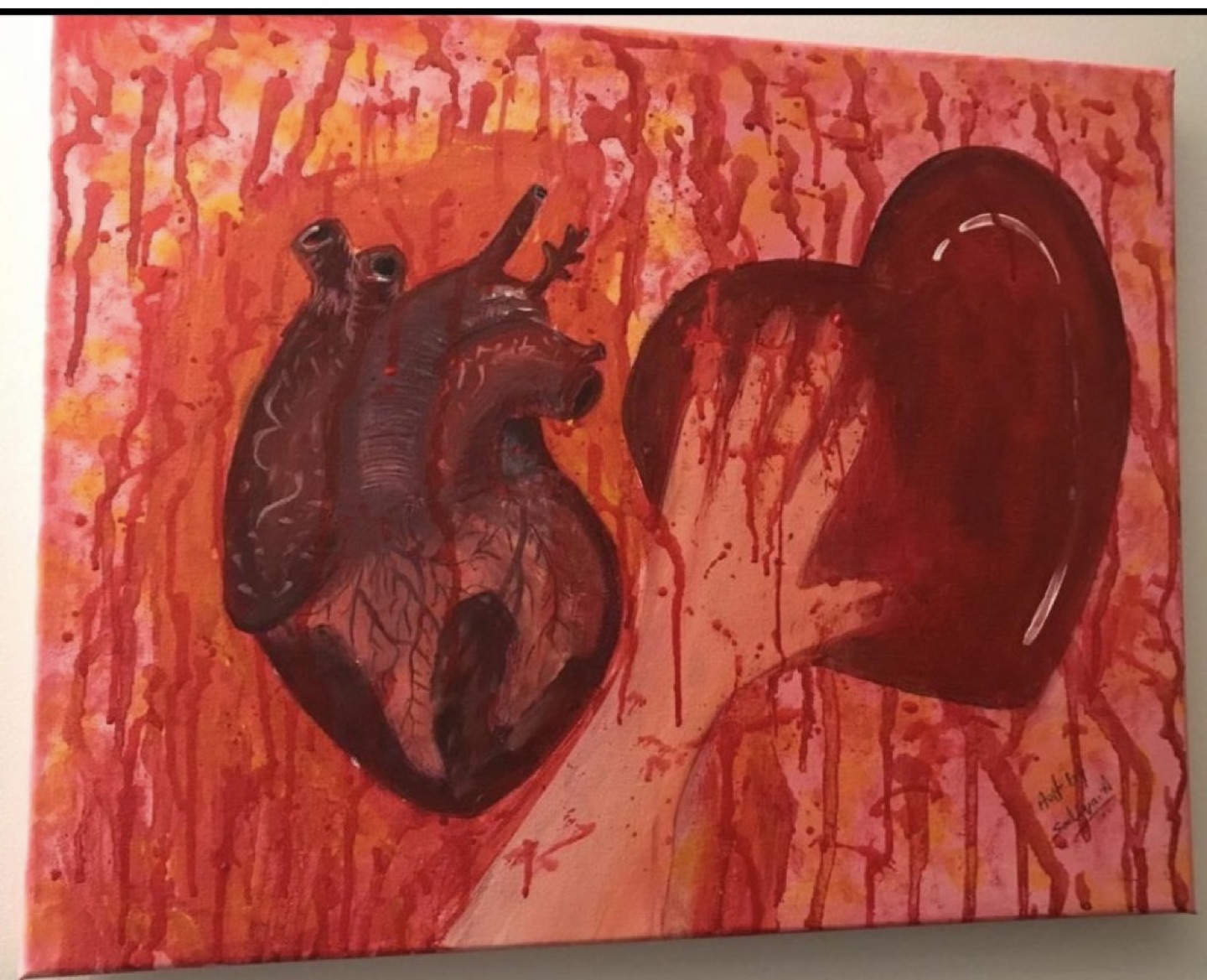 Canvas heart painting