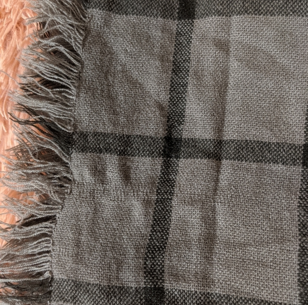 Soft grey plaid scarf image indicator(6)