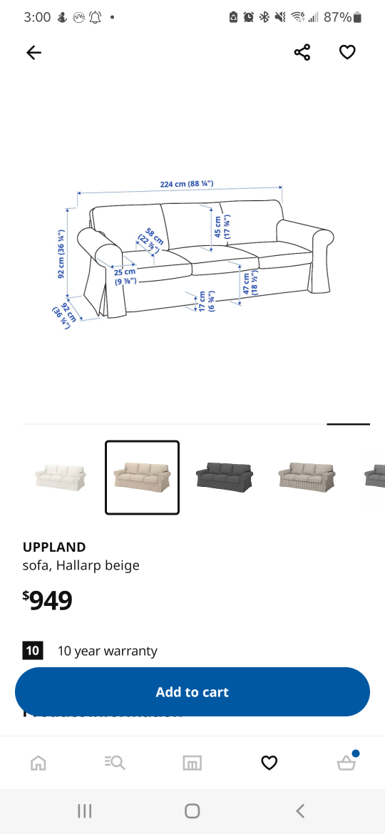 Ikea uppland sofa and ottoman - photo 2