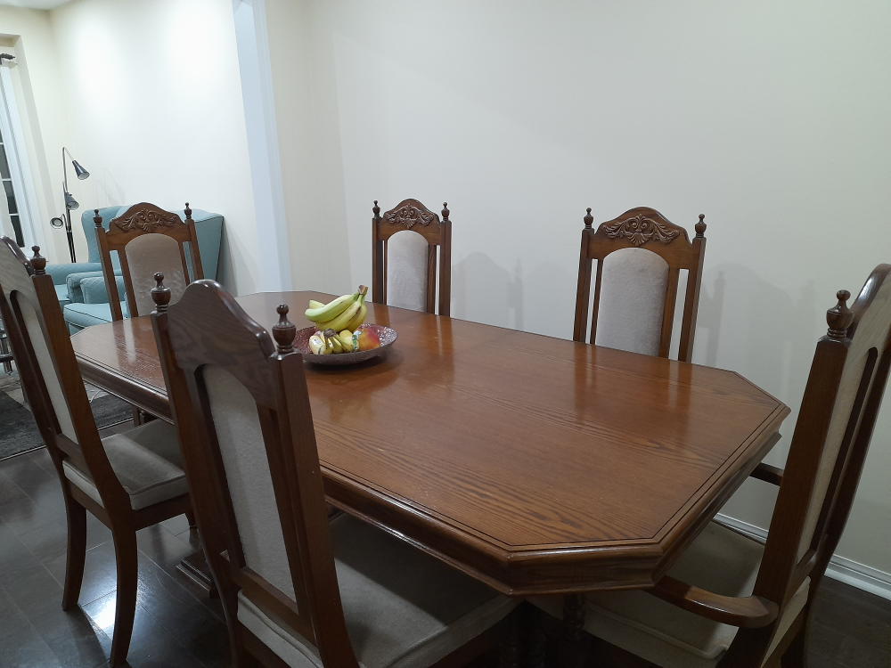 Dinning table with six chairs and  buffethutch thumbnail