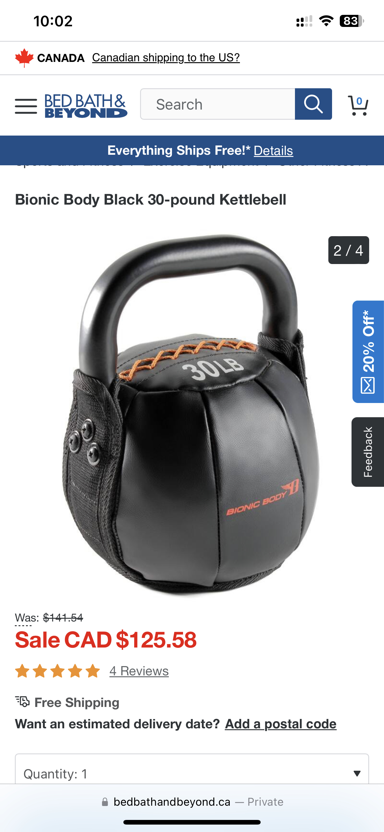 Bionic Body Black 30-pound Kettlebell image indicator(3)
