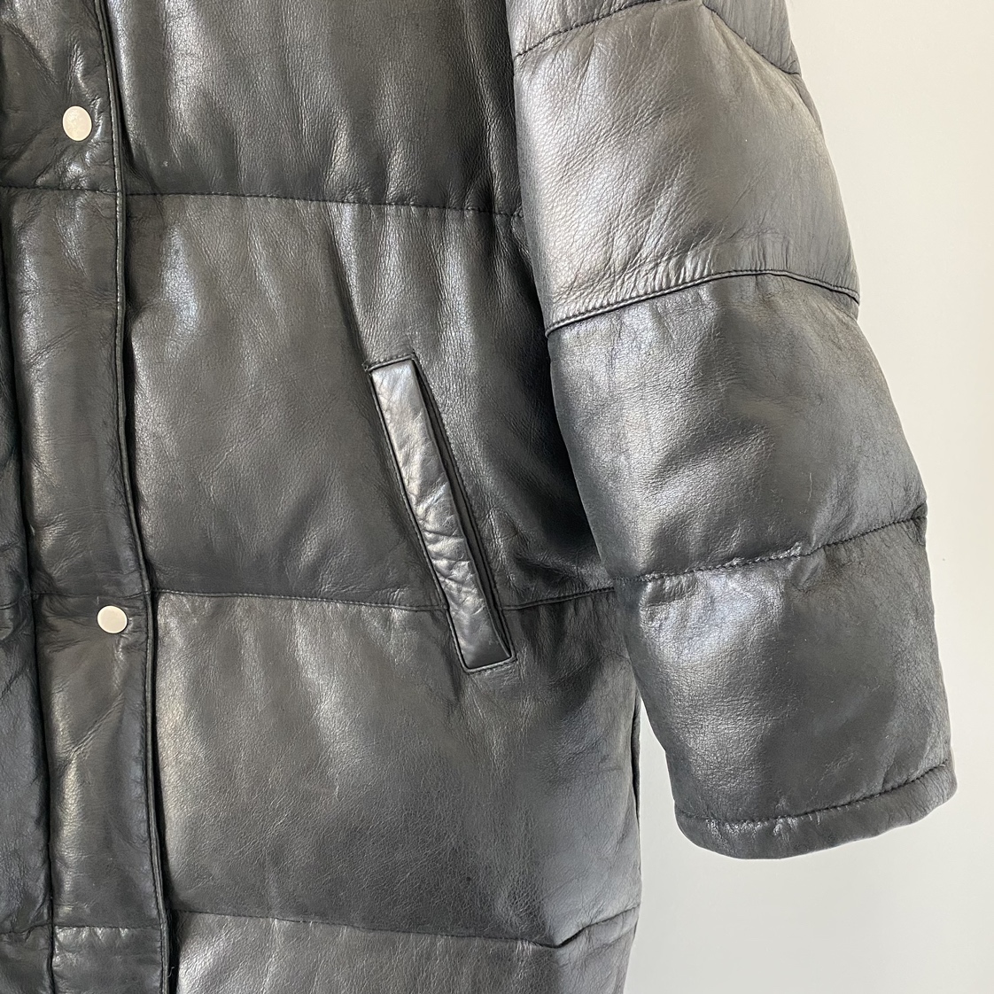 Vintage Leather Down Puffer Jacket / Coat - photo 5