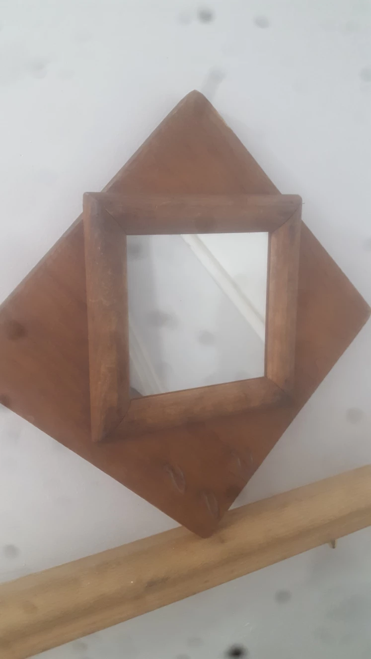 Small wood Hall Mirror with Hooks thumbnail
