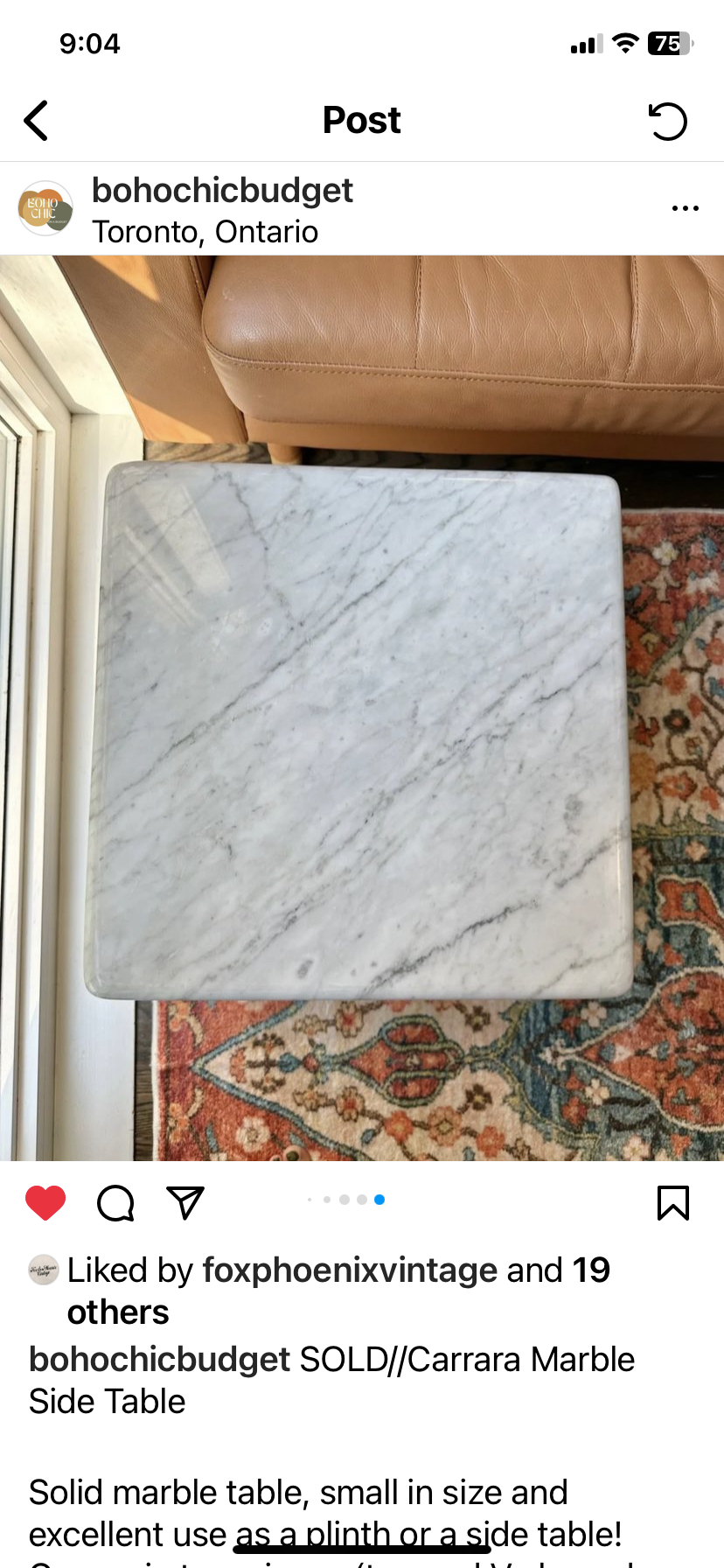 (2) vintage carrara marble side tables image indicator(6)
