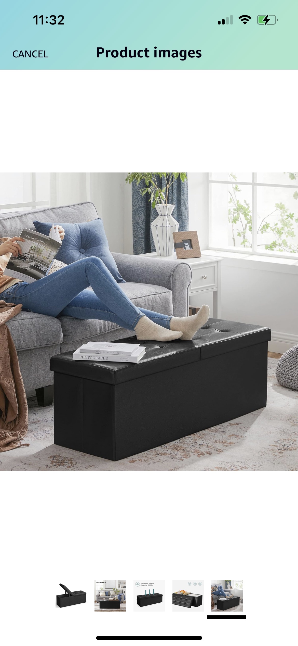 43-Inch Storage Ottoman Bench with Flip Lid, Padded Seat thumbnail