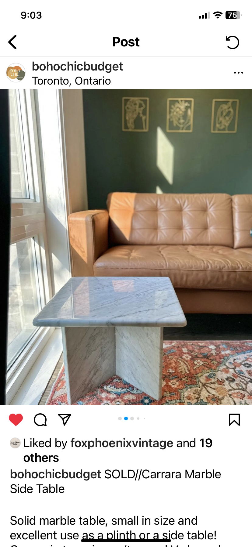 (2) vintage carrara marble side tables image indicator(2)