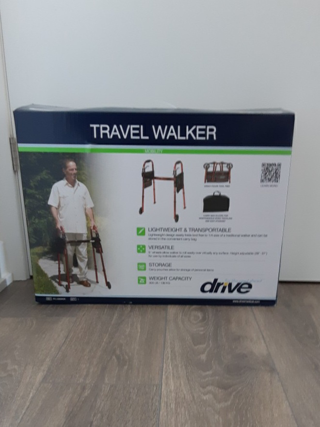 Travel walker 2 wheeled, folding, adjustable, excellent conditn - photo 5