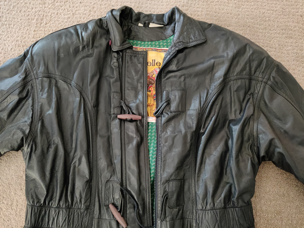 Black Leather Women Zipper Winter Jacket Coat - Size 12 image indicator(8)