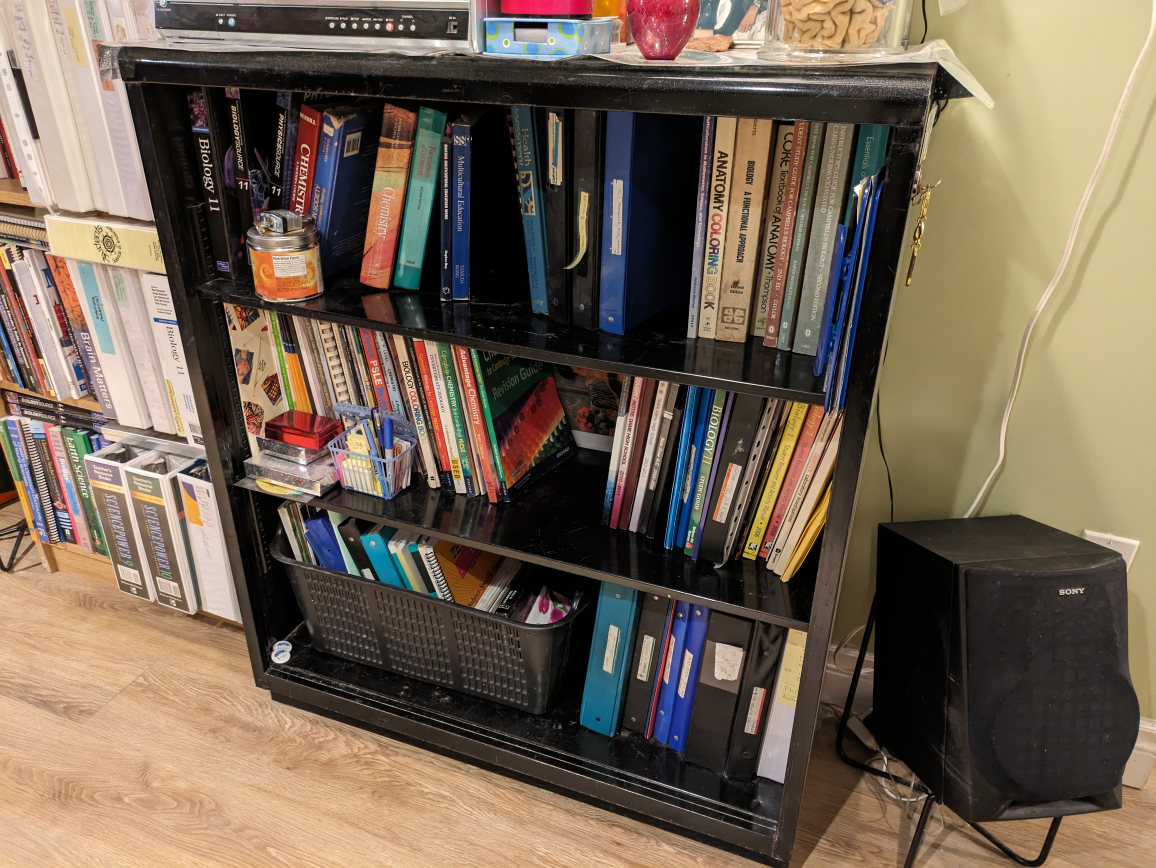 black metal bookshelf