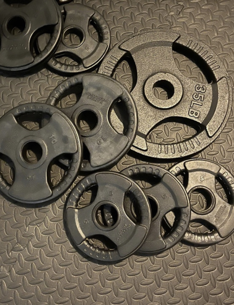 Olympic Weight Plates, Weight tree, Barbell, and Dumbels - photo 3