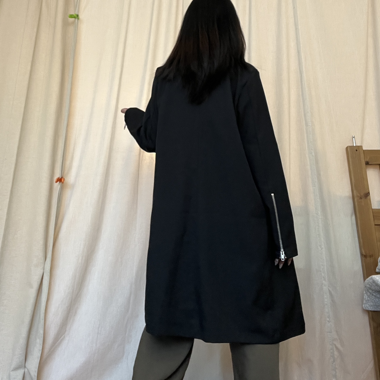 Black trench coat/ ¾ jacket image indicator(4)