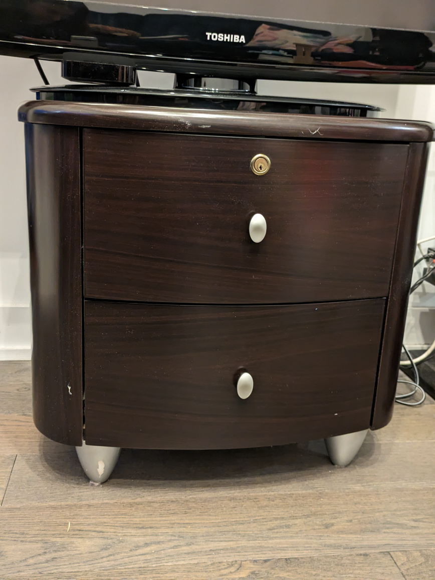 Brown bedside table with 2 drawers thumbnail