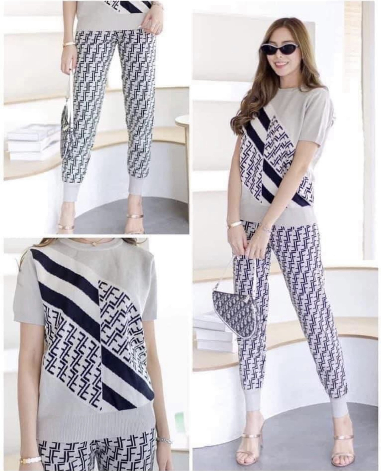 Knitted top &jogger pants