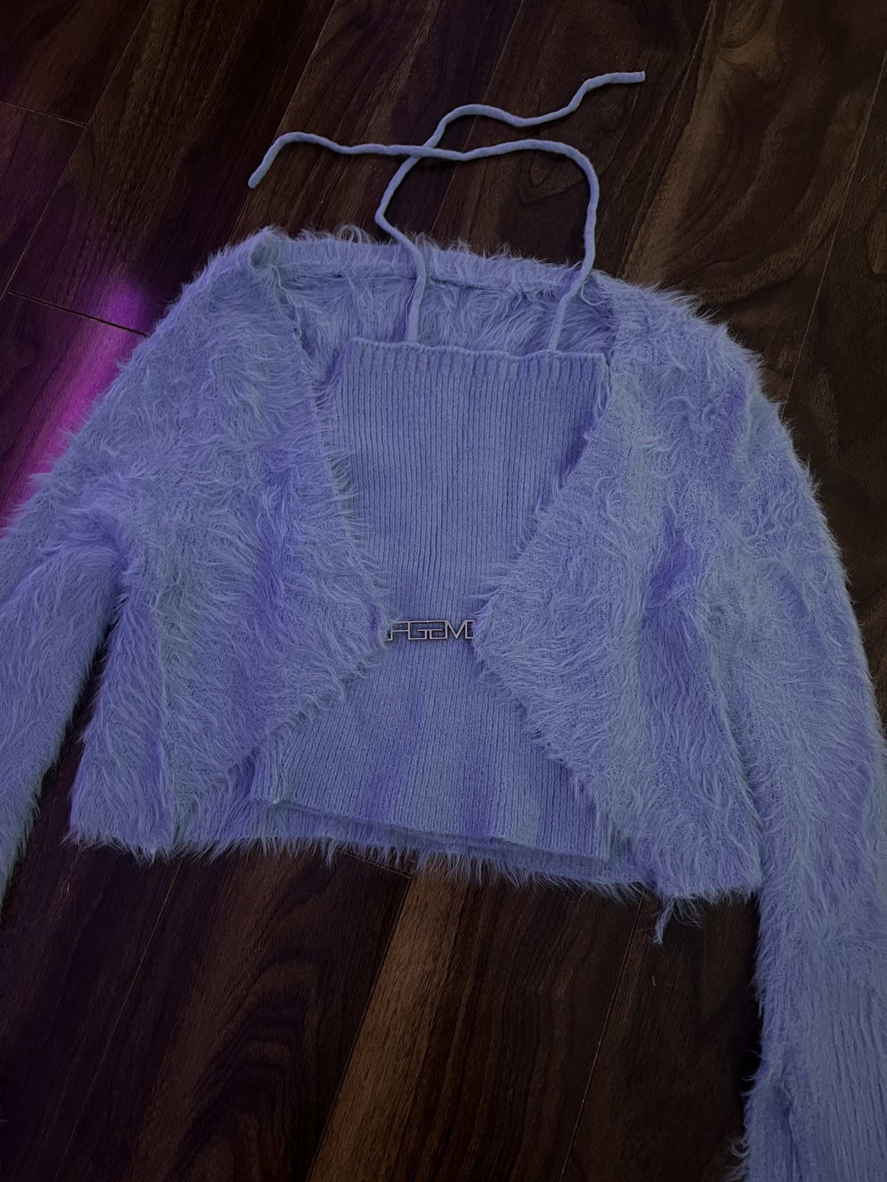Fluffy blue sweater and knit top - photo 2