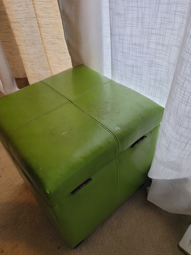 Green leather ottoman storage image indicator(2)