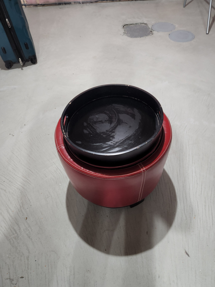 Red Leather Stool/Table - photo 3