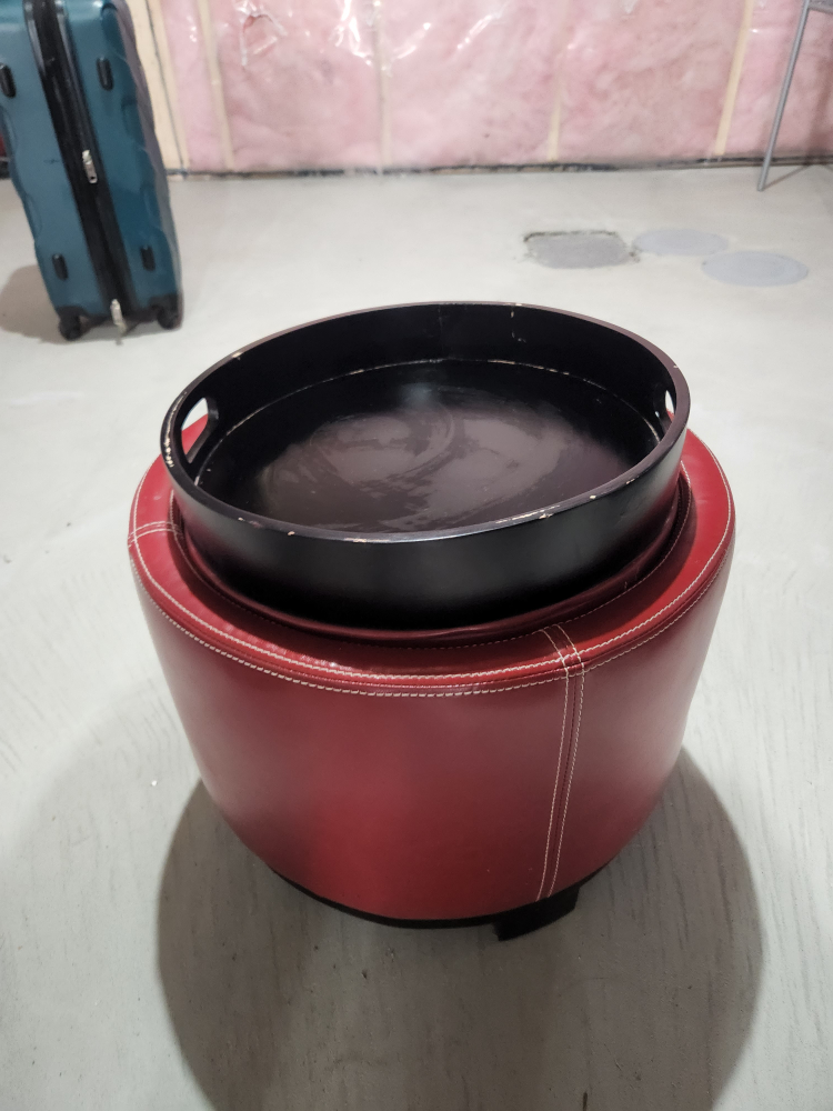 Red Leather Stool/Table - photo 4
