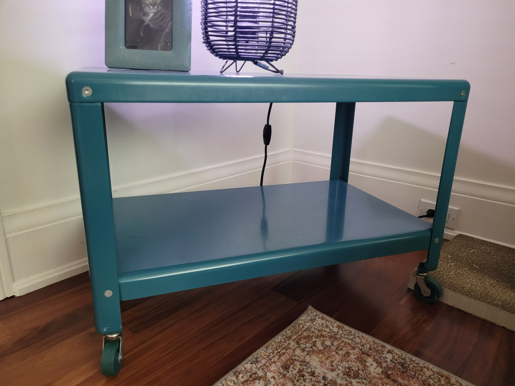 vintage ikea TV stand on wheels