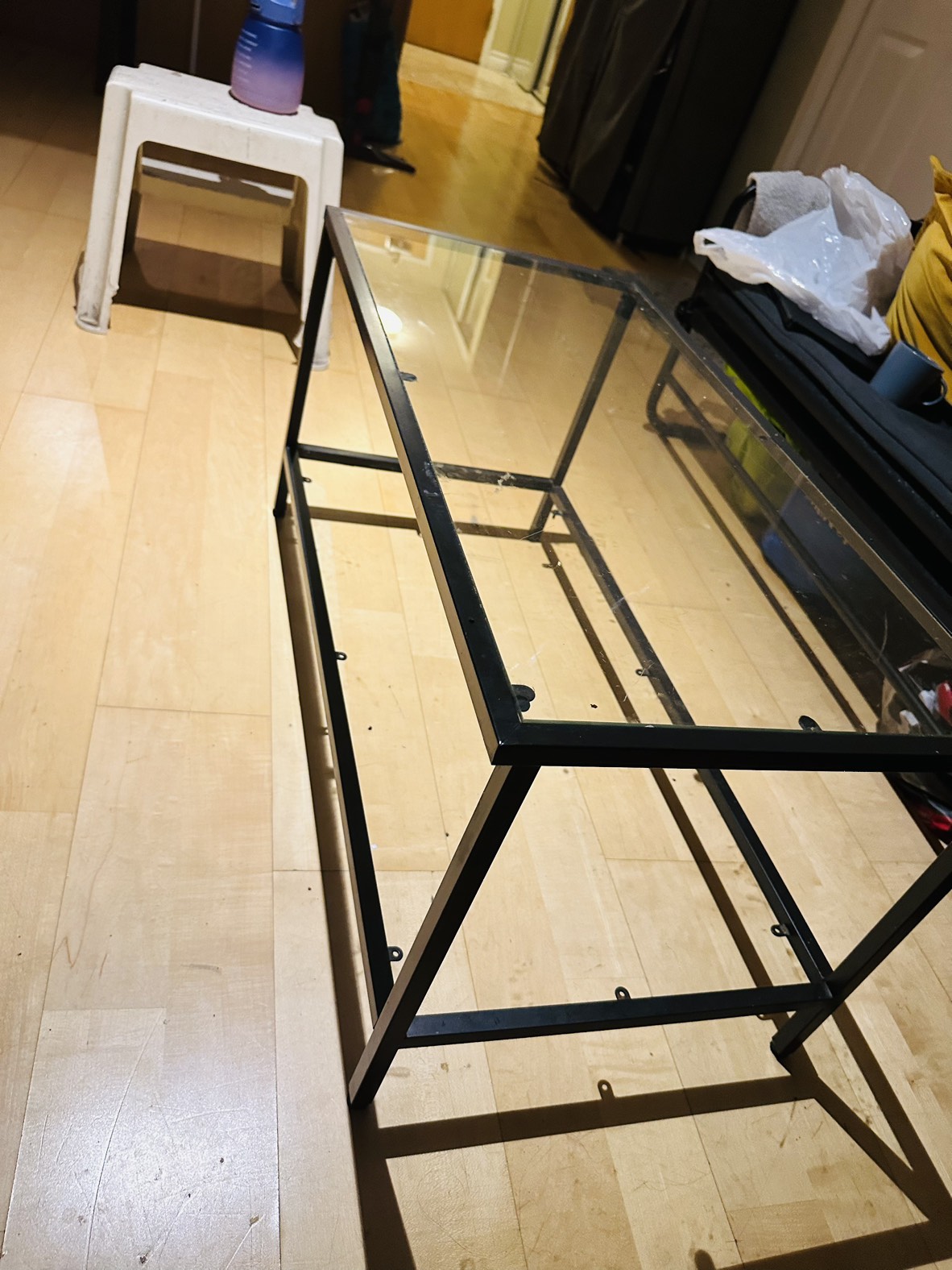 Metal and tempered glass coffee table - photo 3