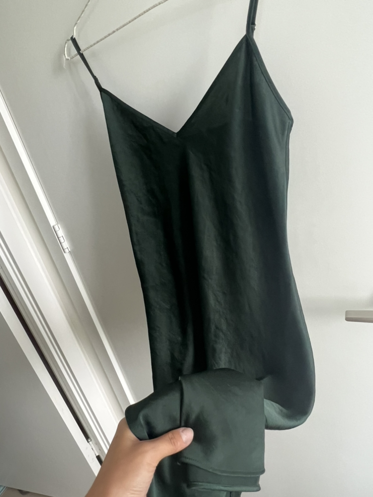 Aritzia Only Slip Satin Dress Forrest Green - photo 4