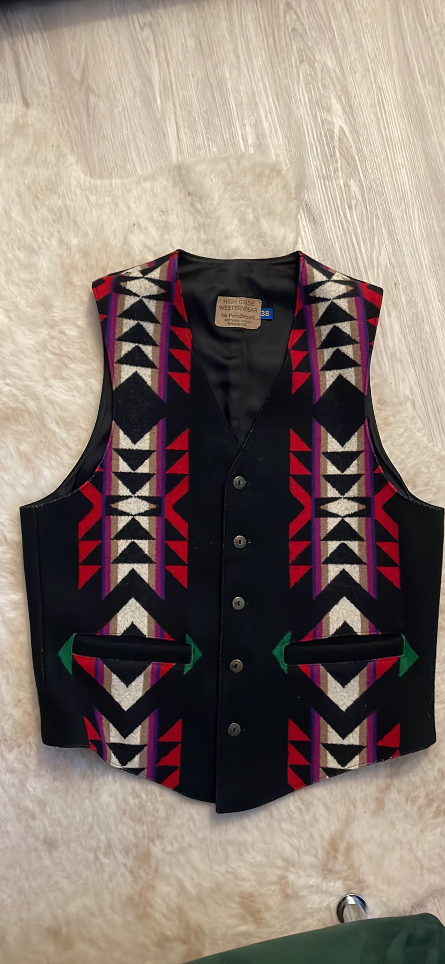 Vintage Pendleton Size 38 Wool Aztec Vest thumbnail
