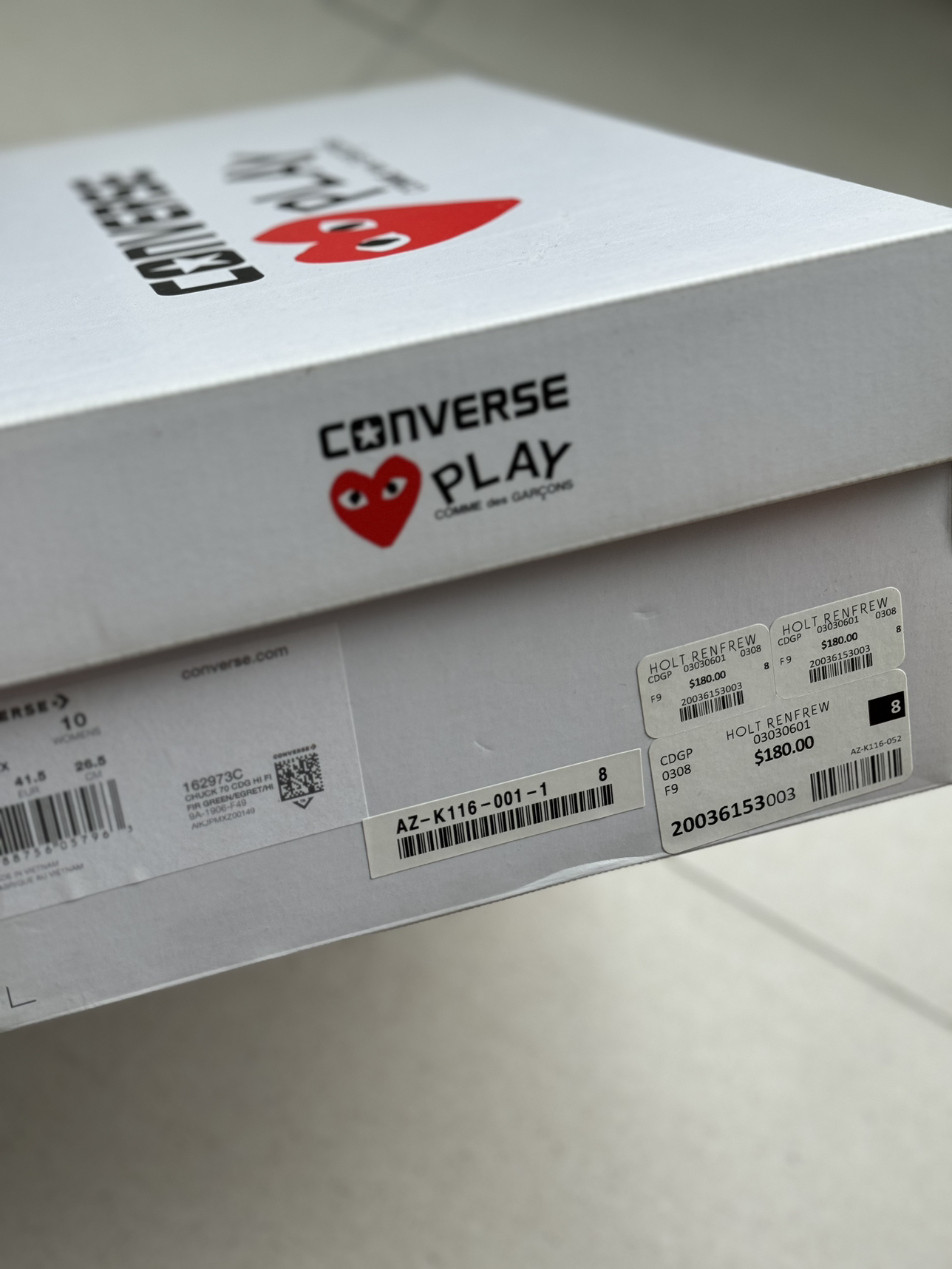 Brand new Converse x Comme Des Garcons Play / Multi Hearts Green - photo 2