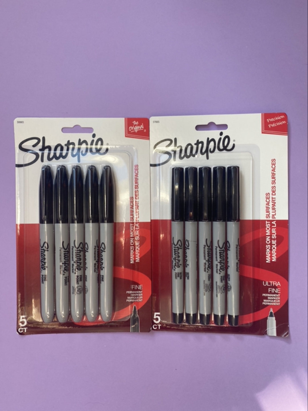 2 brand new packs of sharpies 5 reg and 5 fine tip