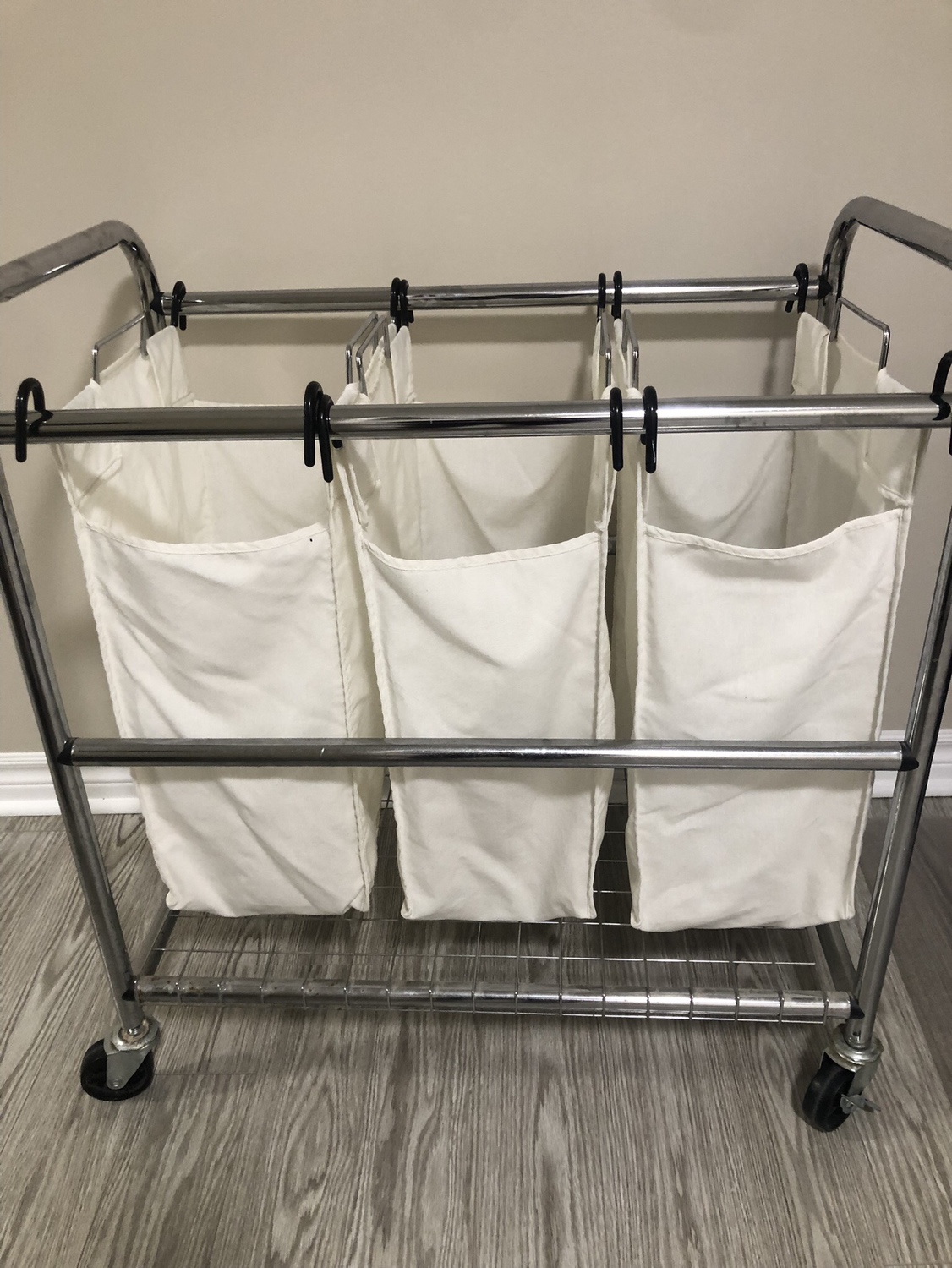 Heavy-Duty 3-Bag Laundry Sorter Cart