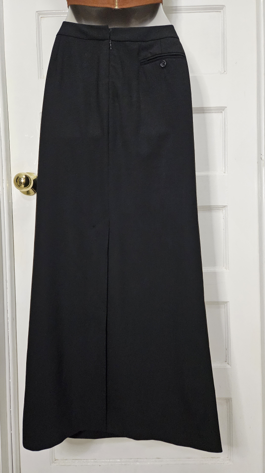 Holt Renfrew Vintage Wool Black Maxi Skirt with Back Slit Size 8 - photo 5