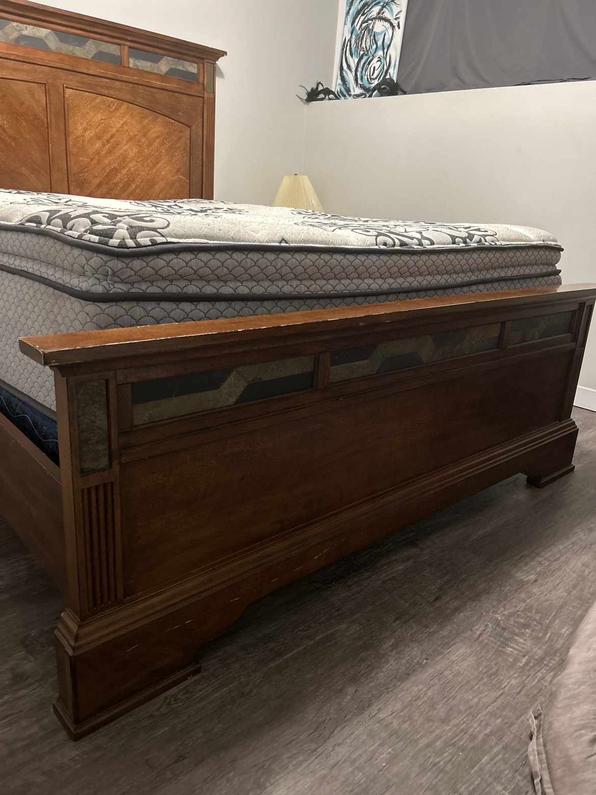Queen Bed frame, mattress and box spring - photo 3