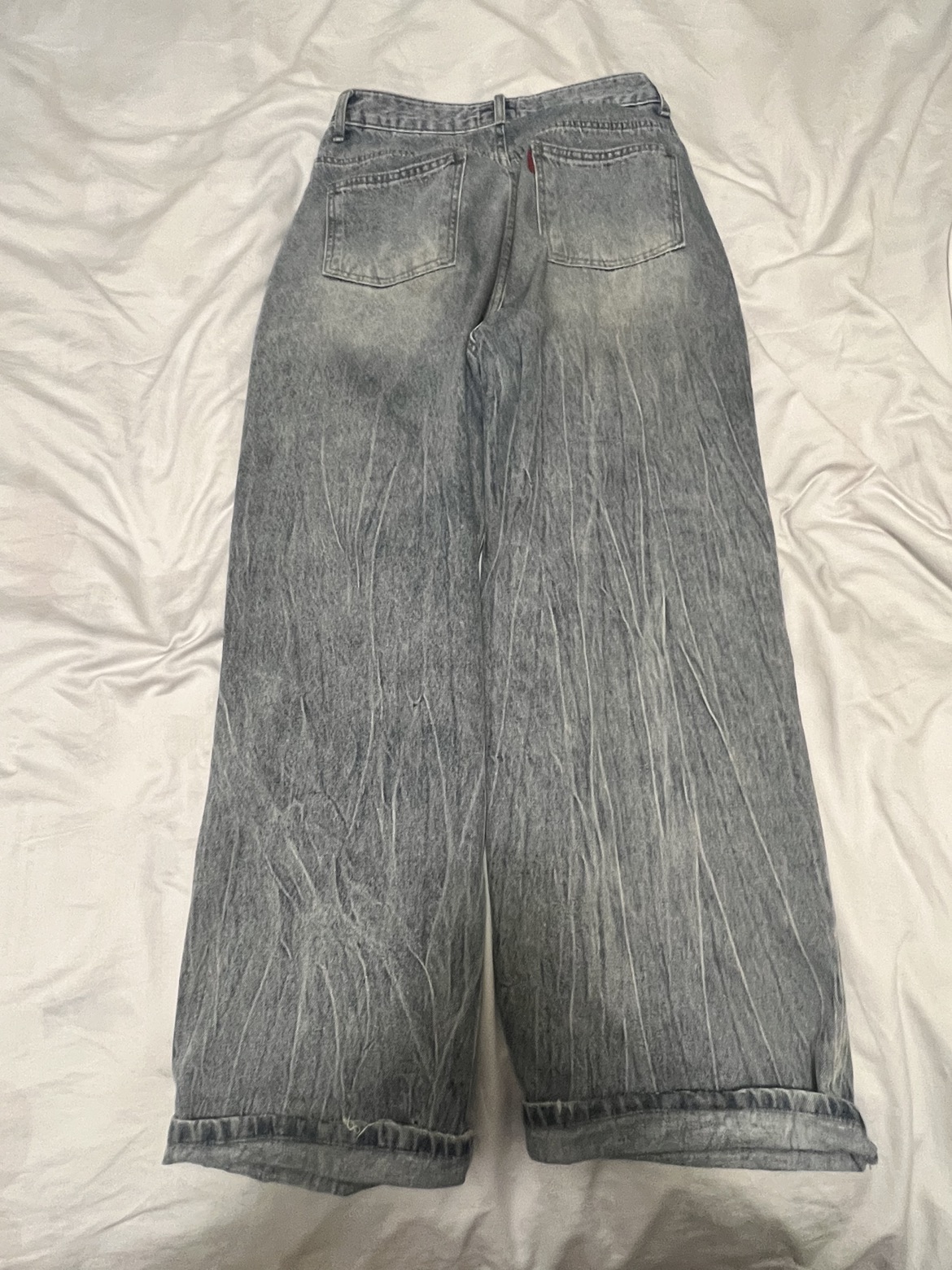 Mens washed blue baggy jeans - photo 2