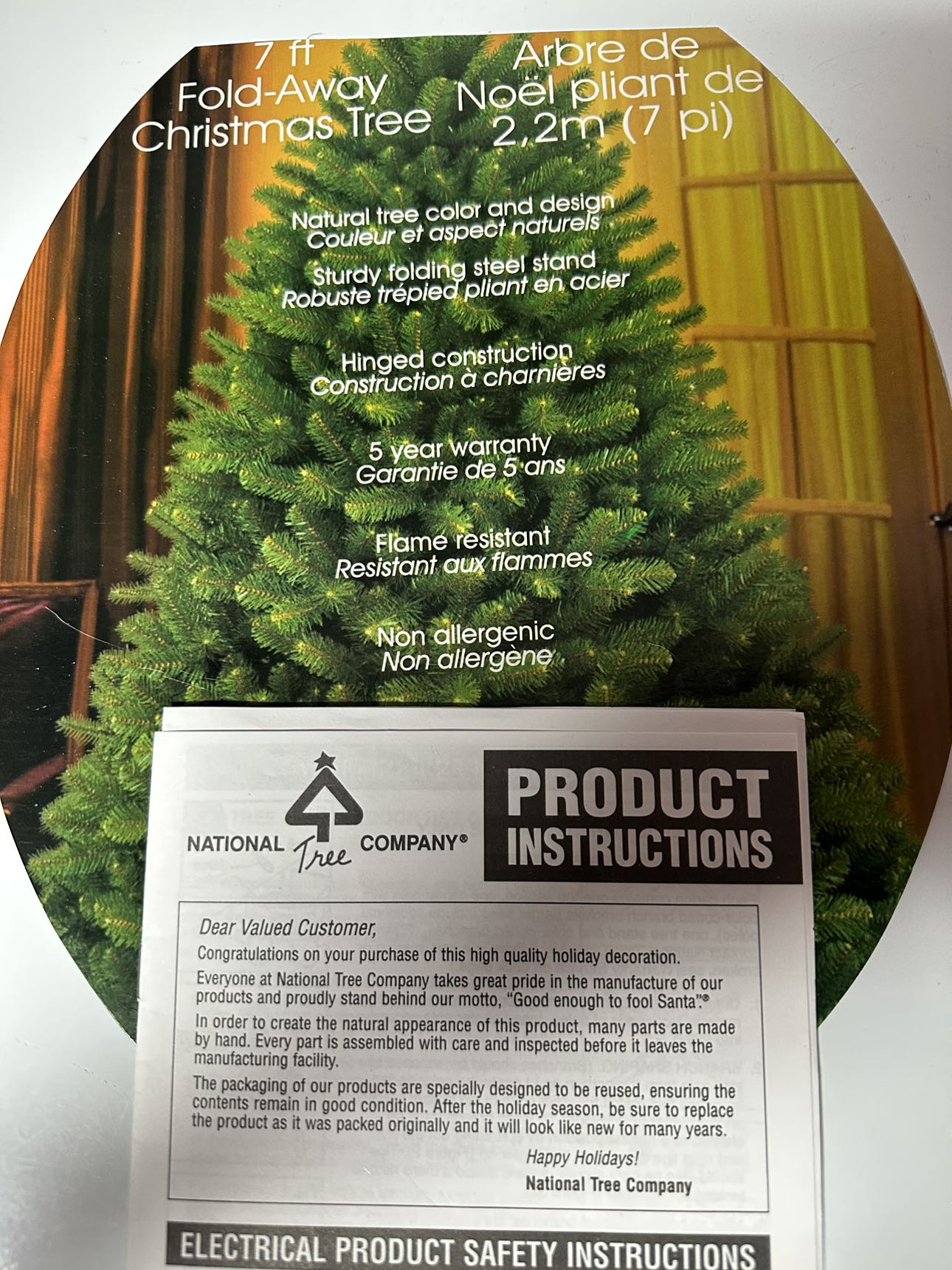 7 Foot Christmas Tree with Lights, Stand &  Tree Bag
