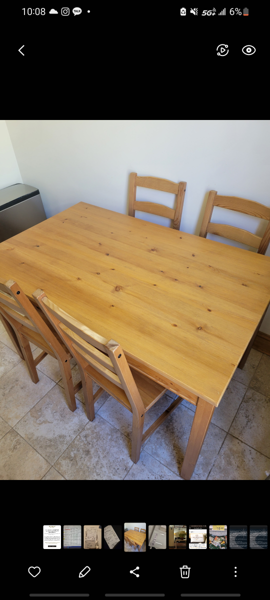 wooden table and chairs for sale