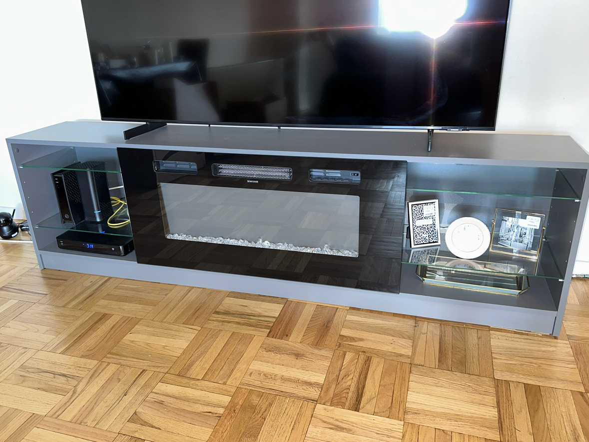 Boston 01 Electric Fireplace Modern 79" TV Stand (Gray) - photo 2
