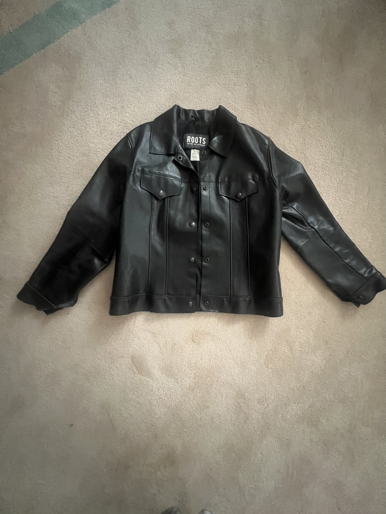 Roots leather jacket size 10 thumbnail