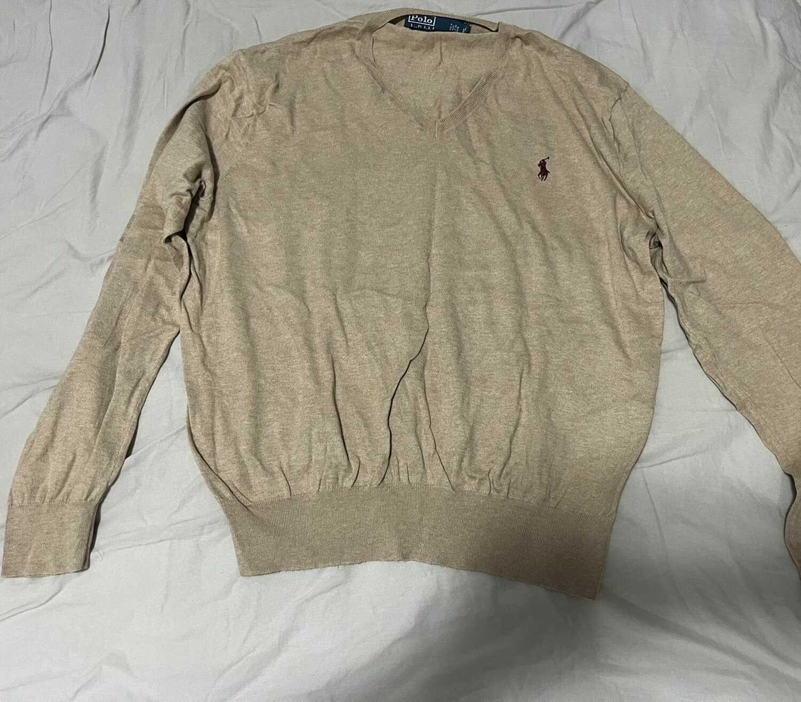 Polo Ralph Lauren Light Brown Long Sleeve V-Neck Sweatshirt - photo 5