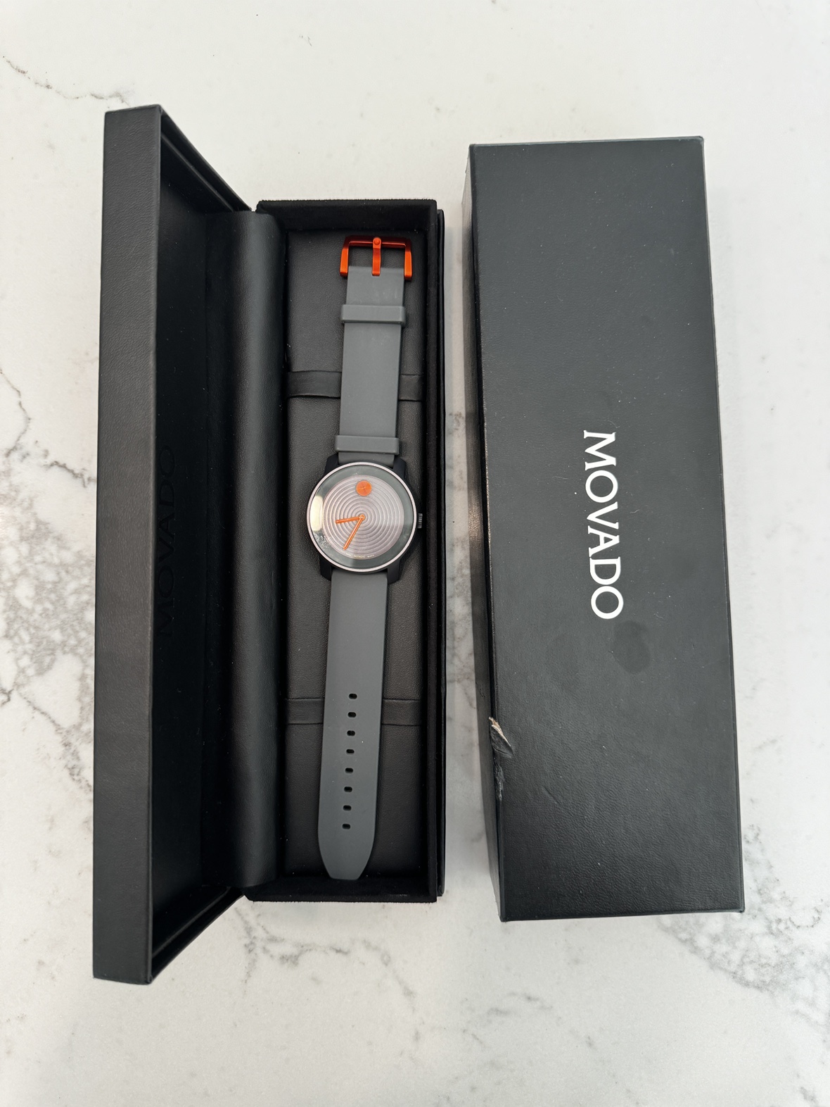 Movado Bold Gray Orange Concentric Dial Men’s Watch - photo 3