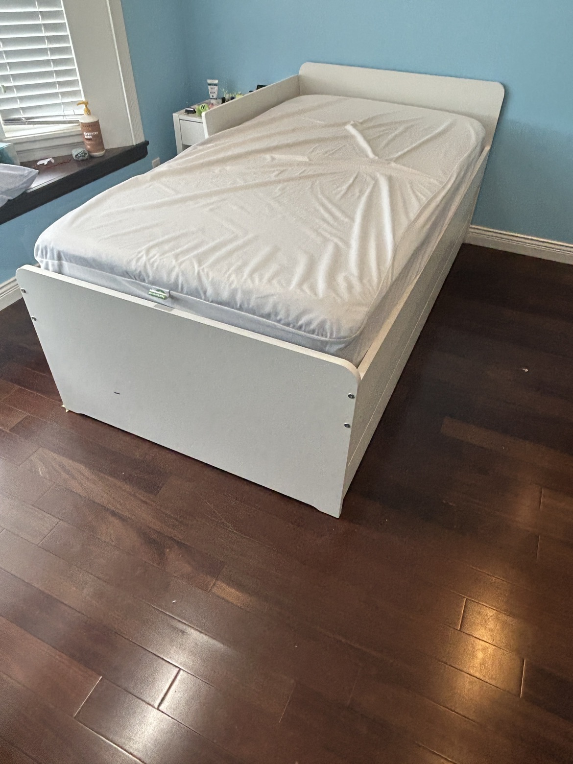 IKEA twin bed with slide out and storage. - photo 2