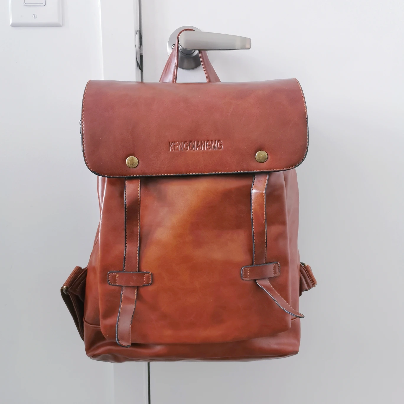 Brown PU Backpack Laptop Bag