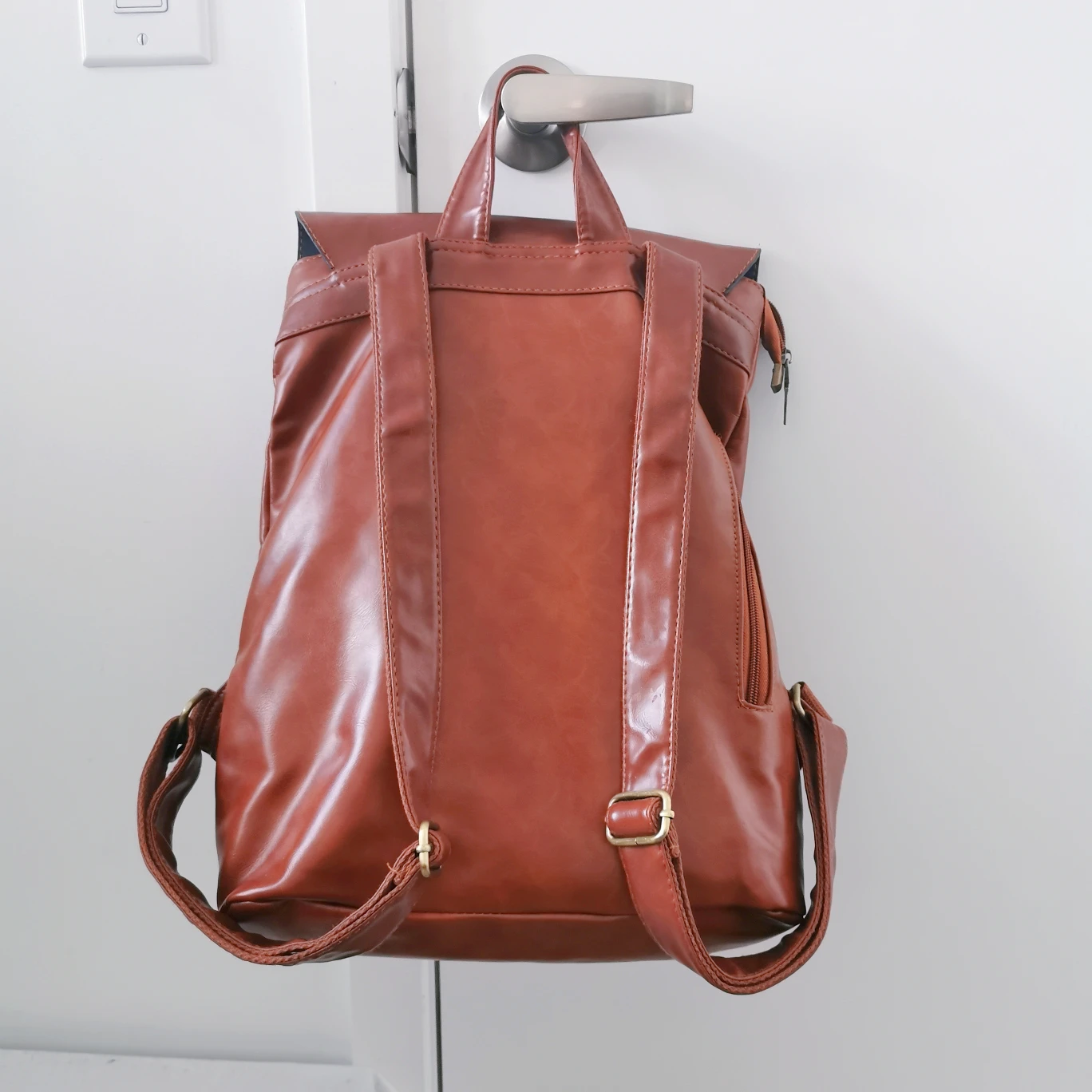 Brown PU Backpack Laptop Bag - photo 2