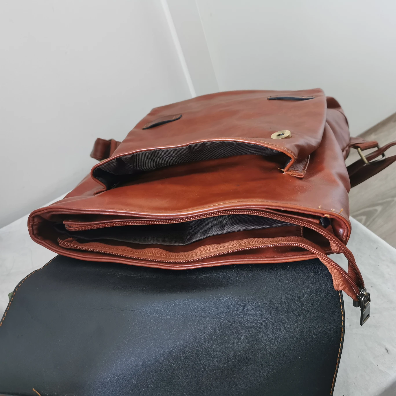 Brown PU Backpack Laptop Bag - photo 3